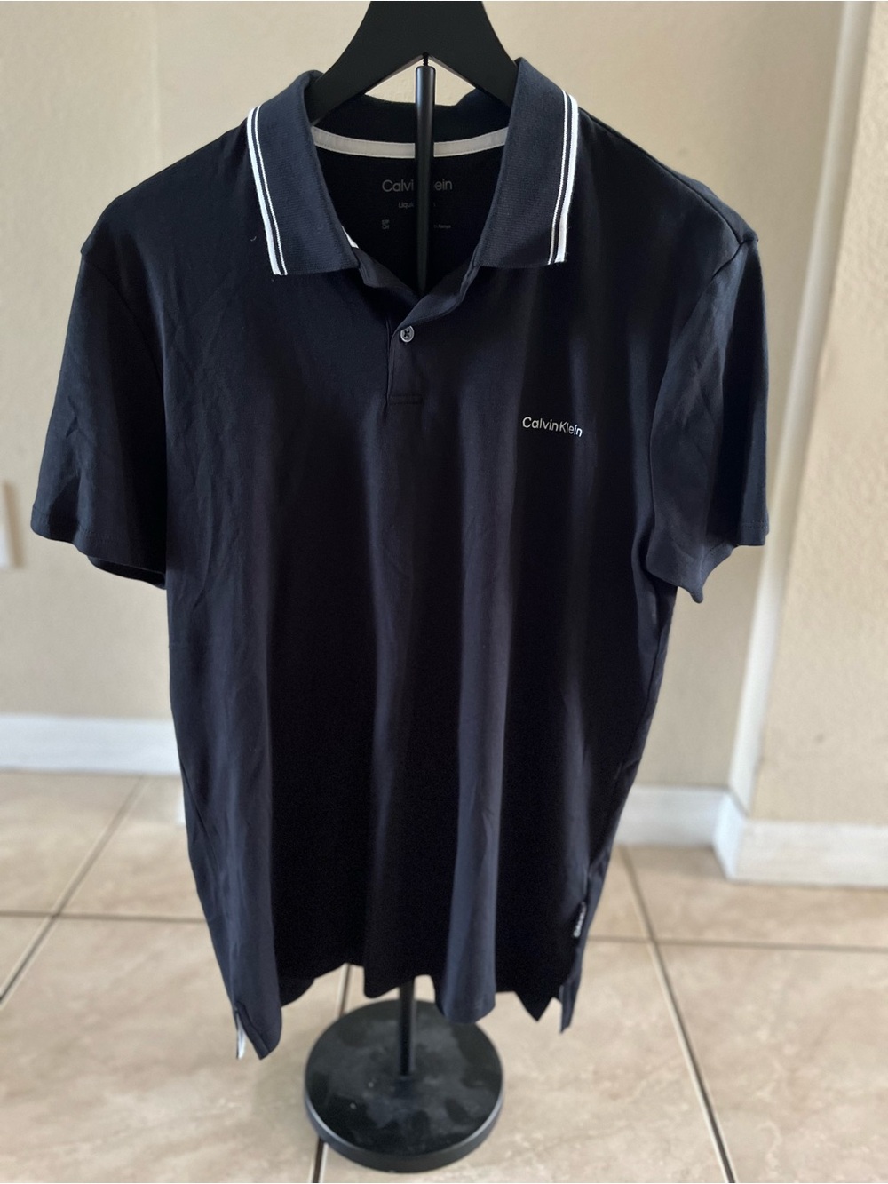 Calvin Klein Men's Polo with White Collar Piping